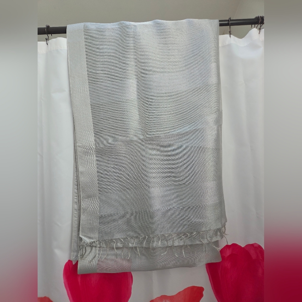 Elegant Silver Saree